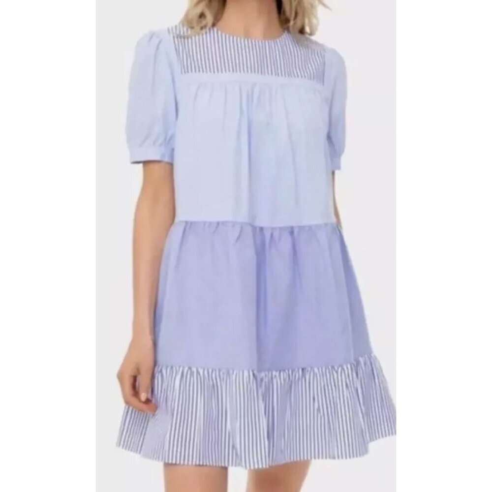 Tuckernuck Pomander Place Dress Tier Mini Swing Serenity Blue Babydoll XS